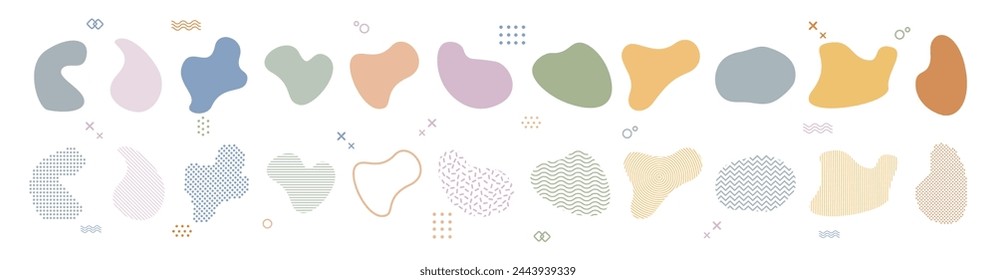 Blob shape organic, vector illustration set. Collection from abstract forms for design and paint. Random abstract liquid organic black irregular blotch shapes flat style design