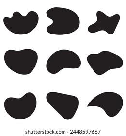 Blob shape organic, vector illustration set. Collection from abstract forms for design and paint. Liquid silhouette drop in modern style. Basic stains isolated elements on white background
