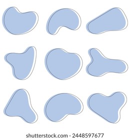 Blob shape organic, vector illustration set. Collection from abstract forms for design and paint. Liquid silhouette drop in modern style. Basic stains isolated elements on white background