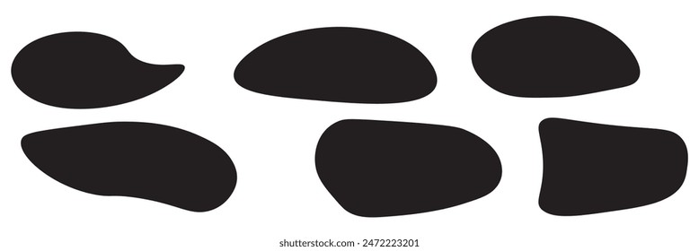 Blob shape organic, vector illustration set. Collection from abstract forms for design and paint. Liquid silhouette drop in modern style. Basic stains isolated elements on white background