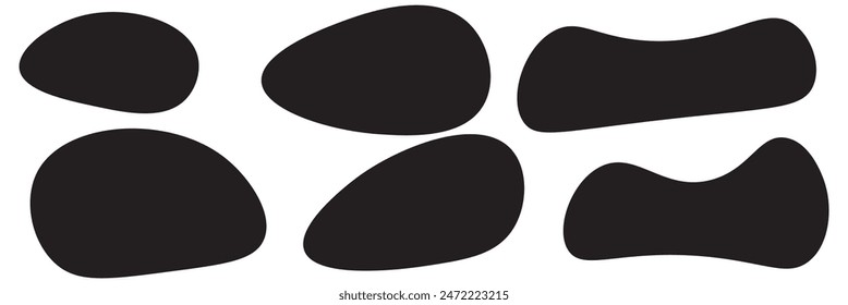 Blob forma orgánica, conjunto de Ilustración vectorial. Colección de formas abstractas para diseño y pintura. Silueta líquida caída en estilo moderno. Manchas Básicas aisladas Elementos sobre fondo blanco