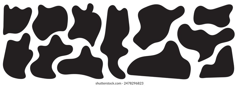 Blob shape organic, vector illustration set. Collection from abstract forms for design and paint. Liquid silhouette drop in modern style. Basic stains isolated elements on white background