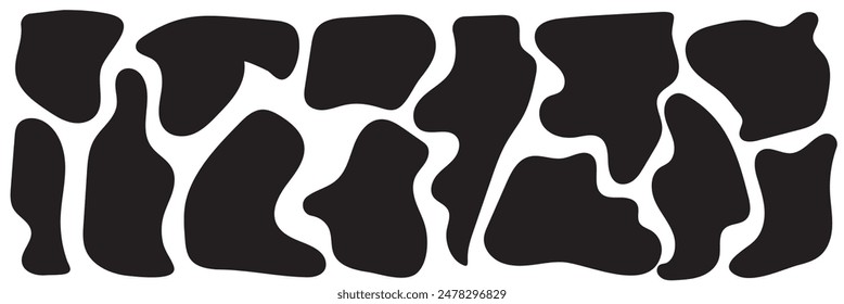 Blob shape organic, vector illustration set. Collection from abstract forms for design and paint. Liquid silhouette drop in modern style. Basic stains isolated elements on white background