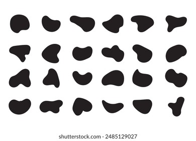 Blob shape organic, vector illustration set.  Liquid silhouette drop in modern style. Collection from abstract forms for design and paint. Random strange liquid shapes,