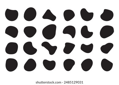 Blob shape organic, vector illustration set.  Liquid silhouette drop in modern style. Collection from abstract forms for design and paint. Random strange liquid shapes,