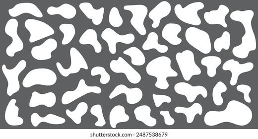 Blob shape organic, vector illustration set. Collection from abstract forms for design and paint. Liquid silhouette drop in modern style. Basic stains isolated elements on white background