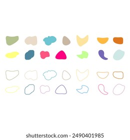 Forma de mancha orgánica, conjunto de Ilustración vectorial. formas redondas coloridas