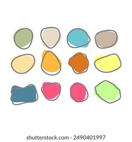 Blob shape organic, vector illustration set. colorful round forms
