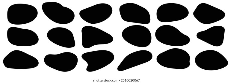 Blob forma orgánica, conjunto de Ilustración vectorial. Colección a partir de formas abstractas para el diseño y la pintura. Gota de silueta líquida en estilo moderno. Manchas Básicas Elementos aislados sobre fondo blanco