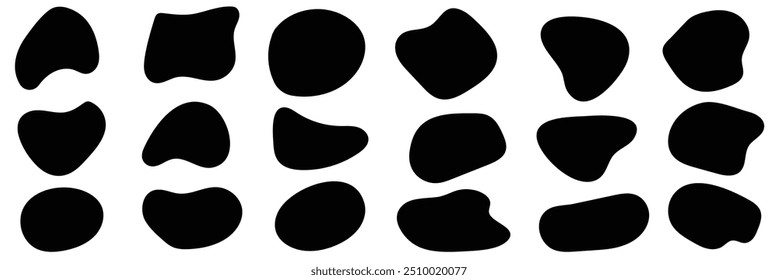 Blobform organisch, Vektorgrafik-Set. Sammlung aus abstrakten Formen für Design und Farbe. Flüssiger Silhouettentropfen im modernen Stil. Grundfarben einzeln auf weißem Hintergrund