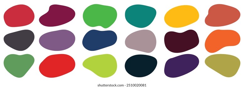 Blob shape organic, vector illustration set. Collection from abstract forms for design and paint. Liquid silhouette drop in modern style. Basic stains isolated elements on white background