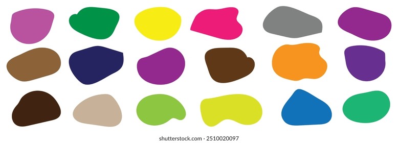 Blob shape organic, vector illustration set. Collection from abstract forms for design and paint. Liquid silhouette drop in modern style. Basic stains isolated elements on white background