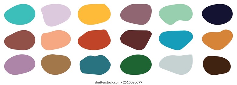 Blob shape organic, vector illustration set. Collection from abstract forms for design and paint. Liquid silhouette drop in modern style. Basic stains isolated elements on white background