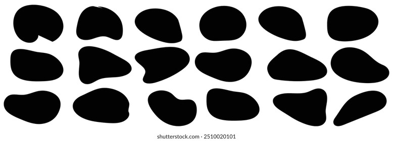 Blobform organisch, Vektorgrafik-Set. Sammlung aus abstrakten Formen für Design und Farbe. Flüssiger Silhouettentropfen im modernen Stil. Grundfarben einzeln auf weißem Hintergrund