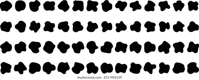 Blob shape organic vector illustration set. Black blotch irregular form vector illustration. Set of abstract black organic shaped blobs elements