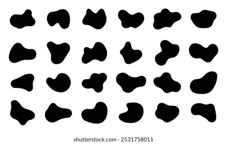 Forme de tache organique, ensemble d'illustrations vectorielles. Collection à partir de formes abstraites pour la conception et la peinture. Goutte de silhouette liquide de style moderne. taches de base, éléments isolés sur fond blanc