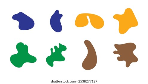 Blob shape organic, vector illustration set. Collection from abstract forms for design and paint. Liquid silhouette drop in modern style