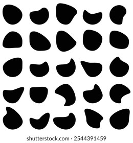 Forme de tache organique, ensemble d'illustrations vectorielles. Collection à partir de formes abstraites pour la conception et la peinture. Goutte de silhouette liquide de style moderne. taches de base, éléments isolés sur fond blanc.