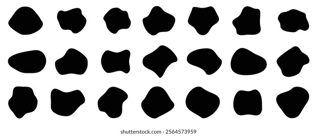  Blob shape organic, vector illustration set. Basic stains Collection from abstract forms for design and paint. Liquid silhouette drop in modern style. Different drops in modern style.