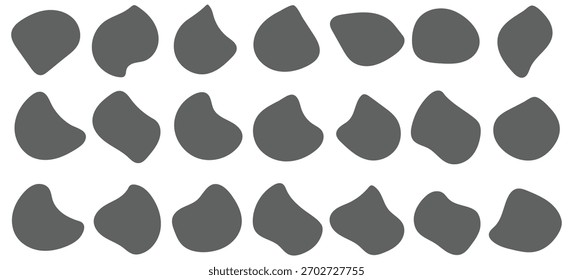 Blob shape organic, vector illustration set. Collection from abstract forms for design and paint. Liquid silhouette drop in modern style. Basic stains isolated elements on white background