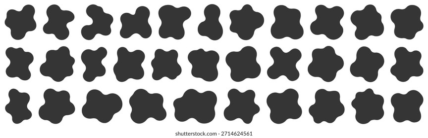 Blobform organisch, Vektorgrafik-Set. Flüssige Schatten zufällige Formen. Abstrakte schwarze flüssige Formen. Blott Formen flachen Stil