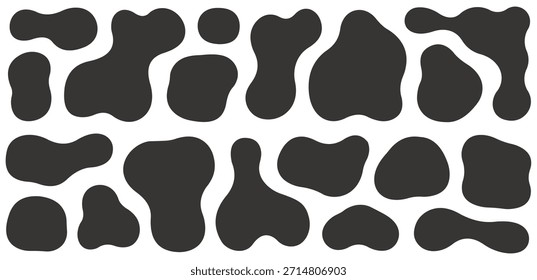 Blobform organisch, Vektorgrafik-Set. Flüssige Schatten zufällige Formen. Abstrakte schwarze flüssige Formen. Blotch formt flachen Stil.