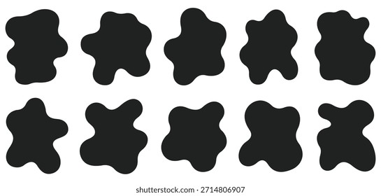 Blobform organisch, Vektorgrafik-Set. Flüssige Schatten zufällige Formen. Abstrakte schwarze flüssige Formen. Blotch formt flachen Stil.