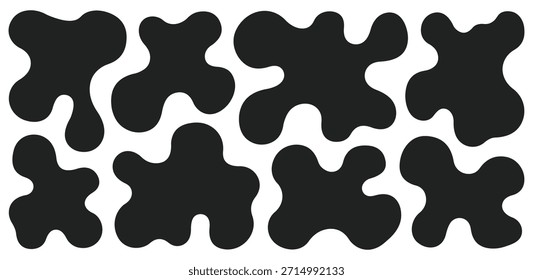 Blobform organisch, Vektorgrafik-Set. Flüssige Schatten zufällige Formen. Abstrakte schwarze flüssige Formen. Blotch formt flachen Stil.