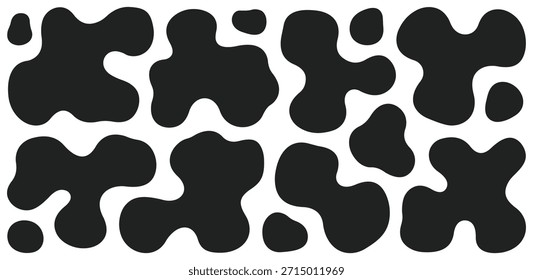 Blobform organisch, Vektorgrafik-Set. Flüssige Schatten zufällige Formen. Abstrakte schwarze flüssige Formen. Blotch formt flachen Stil.