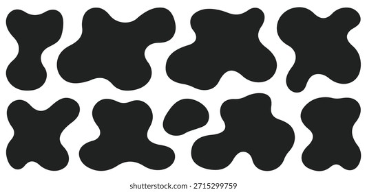 Blobform organisch, Vektorgrafik-Set. Flüssige Schatten zufällige Formen. Abstrakte schwarze flüssige Formen. Blott Formen flachen Stil