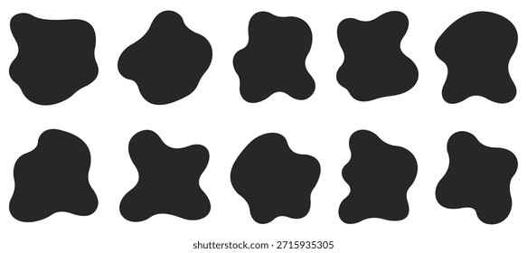 Organische Vektorgrafik in Blobform. Flüssige Schatten zufällige Formen. Abstrakte schwarze flüssige Formen. Blott Formen flachen Stil