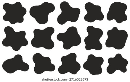 Blobform organisch, Vektorgrafik-Set. Flüssige Schatten zufällige Formen. Abstrakte schwarze flüssige Formen. Blott Formen flachen Stil