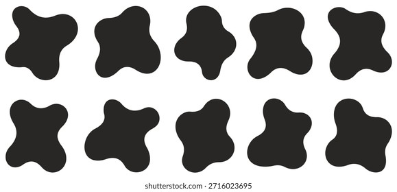 Blobform organisch, Vektorgrafik-Set. Flüssige Schatten zufällige Formen. Abstrakte schwarze flüssige Formen. Blott Formen flachen Stil