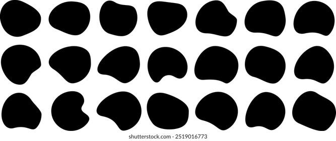 Blob shape vector illustration set. Random blob shapes. Organic black blob set and white background.