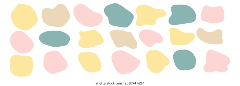 Blob shape vector set. Abstract geometric shapes.  Random blob shapes. Organic blobs of irregular shape. Liquid silhouette drop in modern style vector illustration.