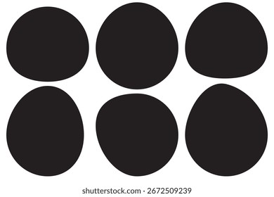 Blob forma elementos isolados de design de vetor de coleção preta. Conjunto de ícones de círculos de blob aleatórios. Isolado em um fundo branco.
