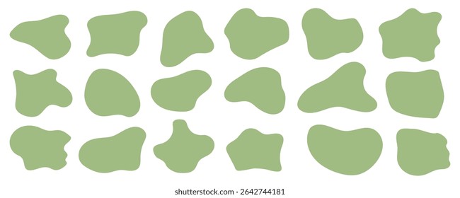 Blob shapes collection. Organic shapes green abstract fluid forms random blobs. Design elements isolated. Vector illustration