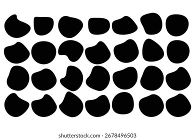  Blob shapes colorful and black collection vector design elements isolated. Random blob circles icon set. Isolated on a white background