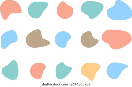 Blob shapes colorful collection. liquid amorphous splodge elements. Irregular random shapes. Trendy primary color. Geometric Shapes

