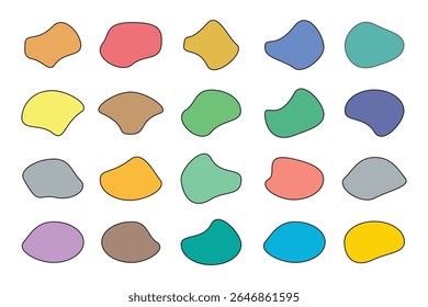 Blob molda elementos de design de vetor de coleção coloridos isolados. Conjunto de vetores de forma de manchas abstratas.