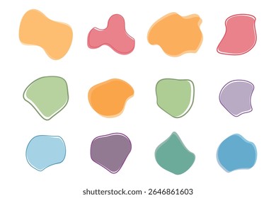 Blob molda elementos de design de vetor de coleção coloridos isolados. Conjunto de vetores de forma de manchas abstratas.