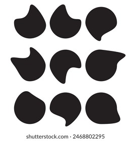  Blob shapes icon. Round abstract organic elements. Liquid silhouette drop icon vector. vector illustration. Simple rounded shapes. Organic black blob simple liquid on white background.