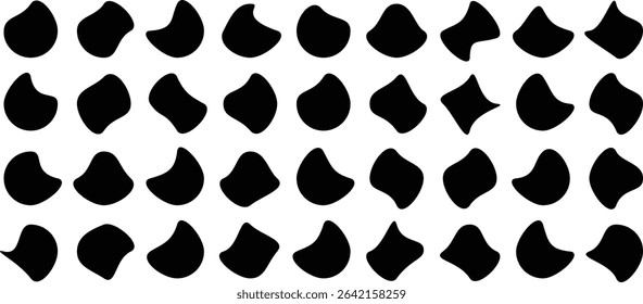 Blob shapes are organic. Freeform irregular figures. Random flowing liquid circles. Silhouette collection of isolated vector elements on white background. EPS 10, 