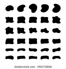Blob shapes vector set. Organic abstract splodge elemets monochrome collection. Inkblot simple silhouette. Black and white minimal forms isolated on white background
