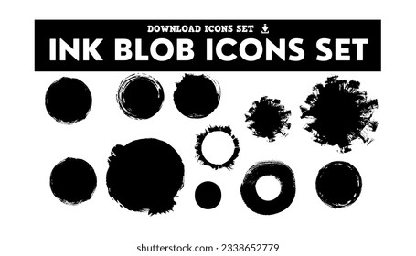 Blob shapes vector set. Organic abstract splodge elements monochrome collection. Inkblot simple silhouette.  
