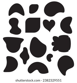Blob shapes vector set. Organic abstract   
 Elements monochrome collection. Inkblot simple silhouette. Irregular blob shape vector illustration set