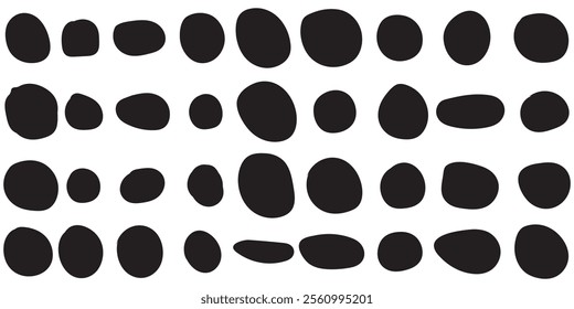 Blob shapes vector set. Organic abstract splodge elemets monochrome collection.