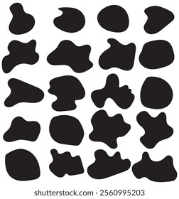 Blob shapes vector set. Organic abstract splodge elemets monochrome collection.