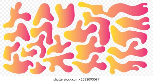 Blob shapes vector set. Organic abstract splodge elemets collection. Inkblot simple silhouette. Color, Black and white minimal forms isolated on Transparent background. Eps 10.