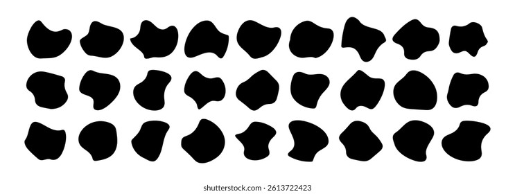 Blob shapes vector set. Organic abstract blob shape monochrome collection. Inkblot simple silhouette. Irregular blob shape vector illustration set